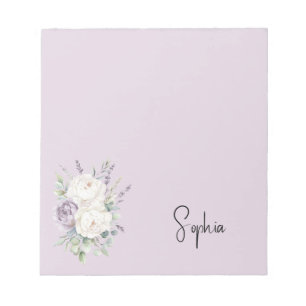 Lavender Purple White flowers Notepad