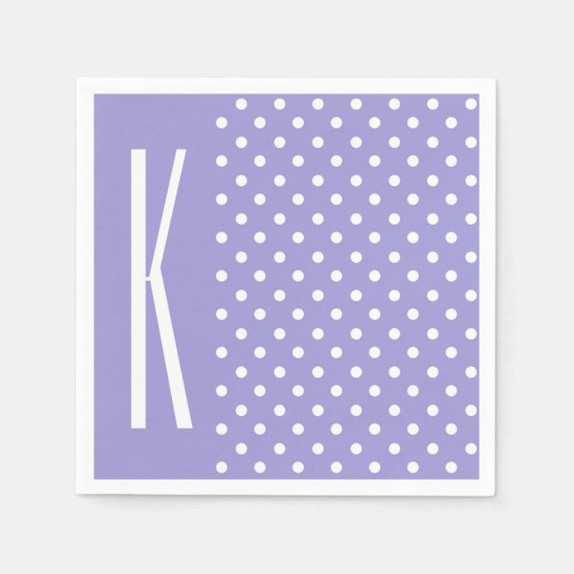 Lavender Purple & White Polka Dots Napkins (Front)