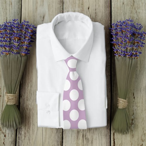 Lavender Purple White Polka Dots Retro Neck Tie