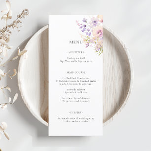 Lavender Purple Wild Flowers Wedding Menu