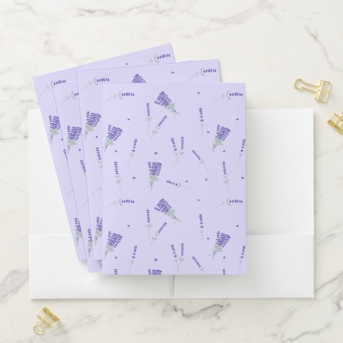 Lavender Purple Wildflower Floral Botanical Pocket Folder