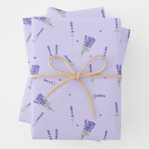 Lavender Purple Wildflower Floral Botanical Wrapping Paper Sheets