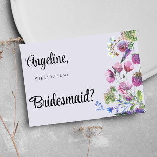 Lavender purple wildflower spring Bridesmaid Invitation