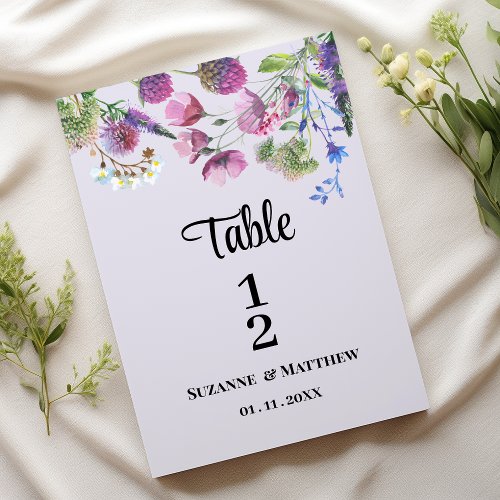 Lavender purple wildflower spring Table Numbers