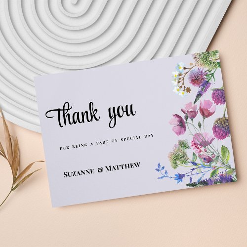 Lavender purple wildflower spring Thank You Invitation