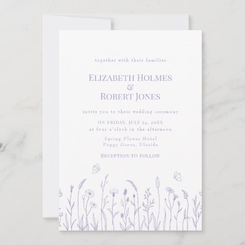 Lavender Purple Wildflowers Wedding Invitation