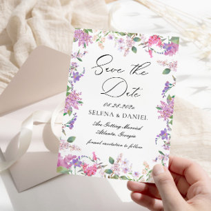 Lavender Purple Wildflowers Wedding Save The Date