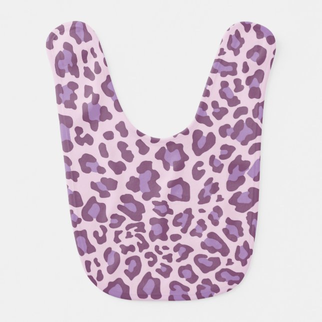 Lavender, Purple, Wine Leopard Print Bib (Front)