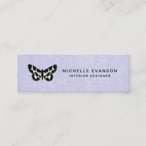 Lavender Purple with Simple Butterfly Logo Mini Business Card