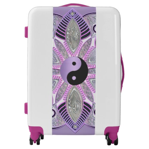 Lavender Purple Yin Yang Lotus Flower Mandala Luggage