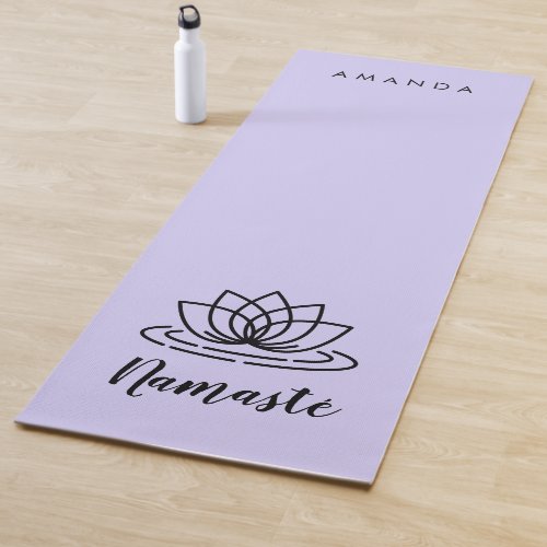 Lavender purple yoga mat with Lotus flower logo