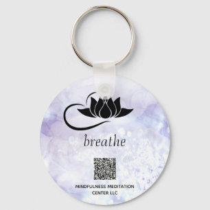 *~* Lavender QR - BREATHE Lotus Branding SWAQ Keychain