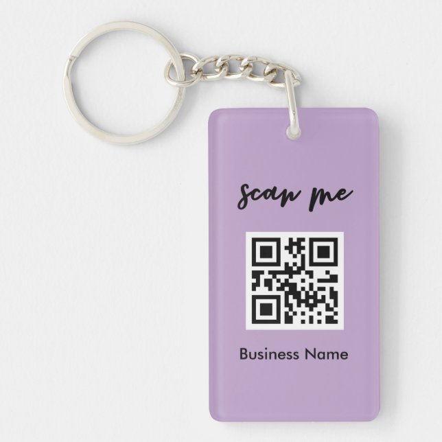 Lavender QR Code Business Card Your Logo Custom  Keychain (Front)