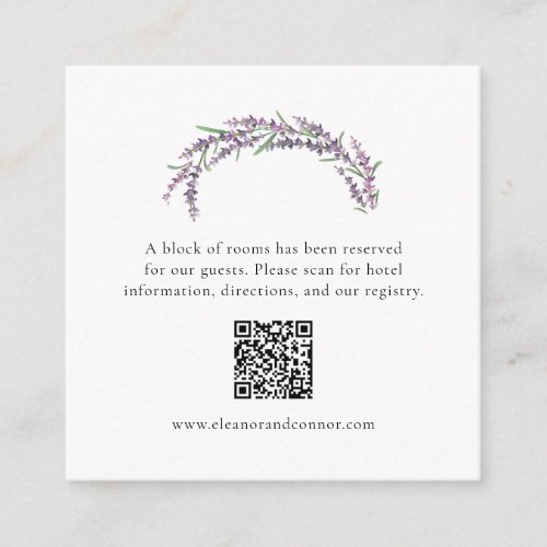Lavender QR Code Wedding Enclosure Card
