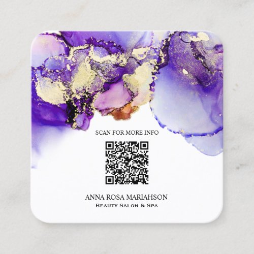  LAVENDER  QR CODE Yummy  Gold Bold AP29 Square Business Card