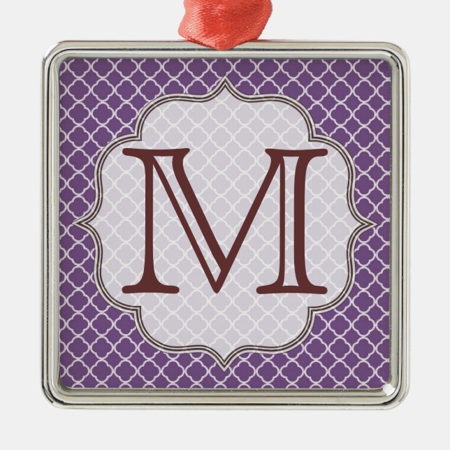Lavender Quarterfoil Latti Monogram Ornament (Front)