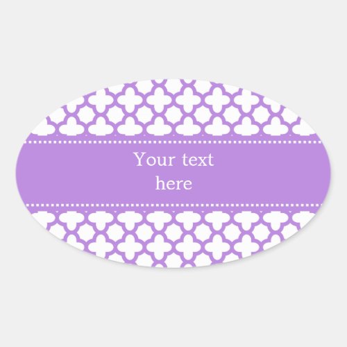 Lavender Quatrefoil Pattern Oval Sticker