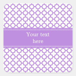 Lavender Quatrefoil Pattern Square Sticker