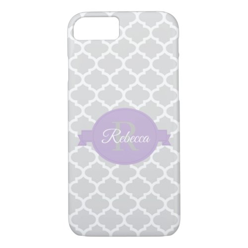 Lavender Quatrefoil Personalized iPhone 87 Case