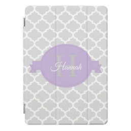 Lavender Quatrefoil Personalized iPad Pro Cover