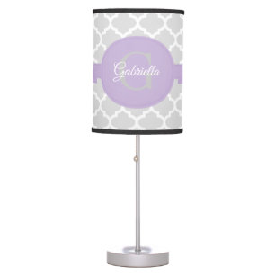 Lavender Quatrefoil Personalized Table Lamp