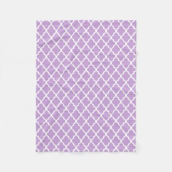 Lavender Quatrefoil Tiles Pattern Fleece Blanket by heartlockedhome at Zazzle