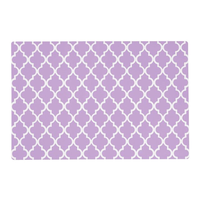 Lavender Quatrefoil Tiles Pattern Placemat (Front)