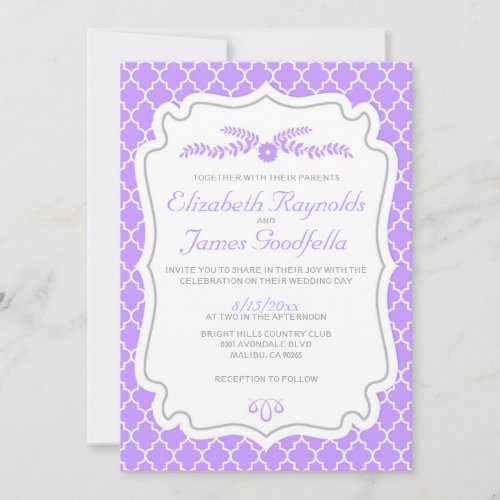 Lavender Quatrefoil Wedding Invitations