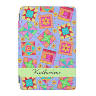 Lavender Quilt Patchwork Block Name Personalized iPad Mini Cover