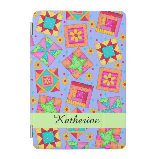 Lavender Quilt Patchwork Block Name Personalized iPad Mini Cover (Front)