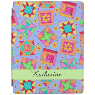 Lavender Quilt Patchwork Block Name Personalized iPad Smart Cover