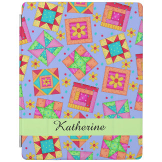 Lavender Quilt Patchwork Block Name Personalized iPad Smart Cover