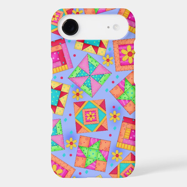 Lavender Quilt Patchwork Blocks Art Case-Mate iPhone Case (Back)