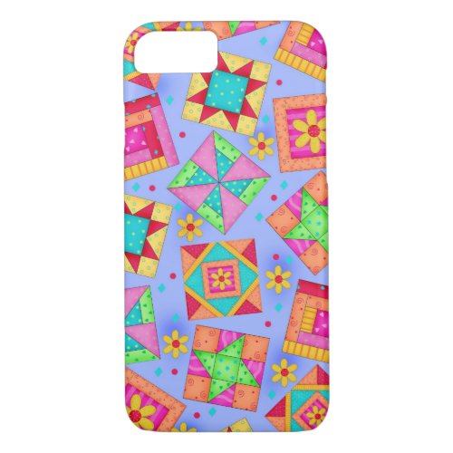 Lavender Quilt Patchwork Blocks Art iPhone 87 Case