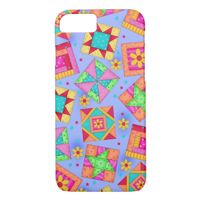 Lavender Quilt Patchwork Blocks Art Case-Mate iPhone Case (Back)