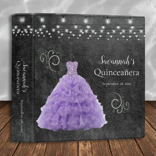 Lavender Quinceanera Dress String Lite Photo Album 3 Ring Binder