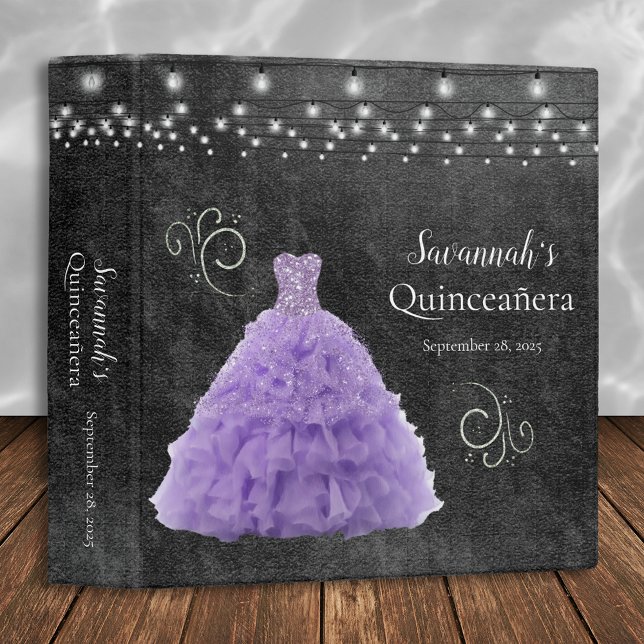 Lavender Quinceanera Dress String Lite Photo Album 3 Ring Binder (Creator Uploaded)