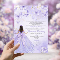 Lavender Quinceañera Invitation with Butterflies