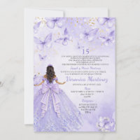 Lavender Quinceañera Invitation with Butterflies