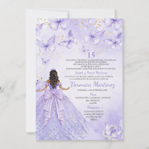 Lavender Quinceañera Invitation with Butterflies