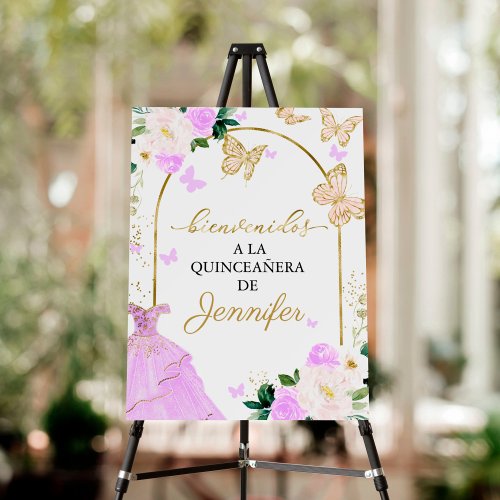 Lavender Quinceanera Welcome Sign Spanish Wording