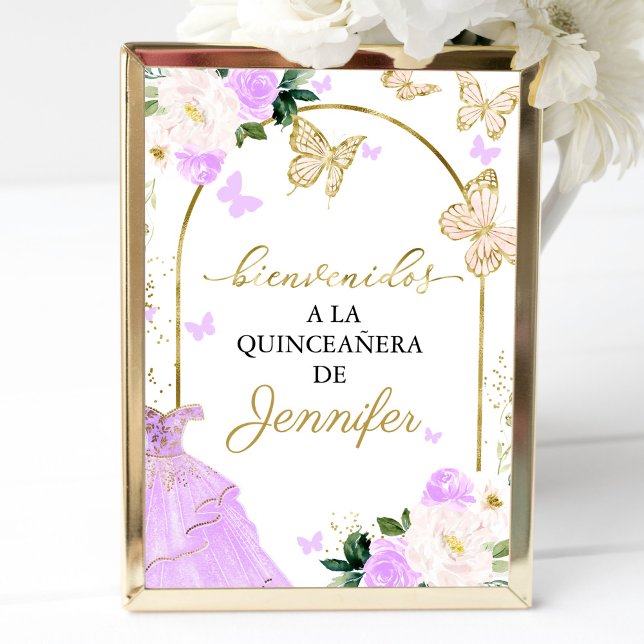 Lavender Quinceanera Welcome Sign Spanish Wording (Creator Uploaded)