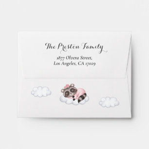 Lavender Raccoon Animal Baby Shower Envelope