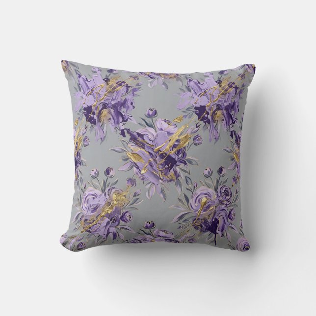 Lavender Ranunculus Throw Pillow (Front)