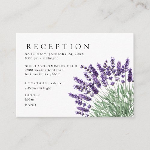 Lavender Reception Cash Bar Wedding Enclosure Card