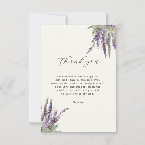 Lavender Regal Floral Bridal Shower Thank You Card