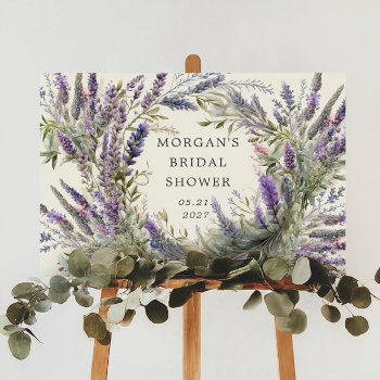 Lavender Regal Floral Bridal Shower Welcome Sign by WorldOfAntares at Zazzle