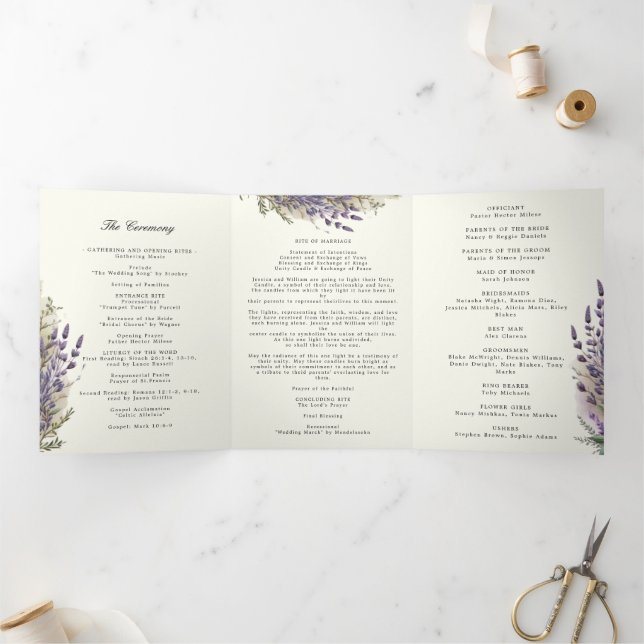 Lavender Regal Folded Wedding Program (Inside)