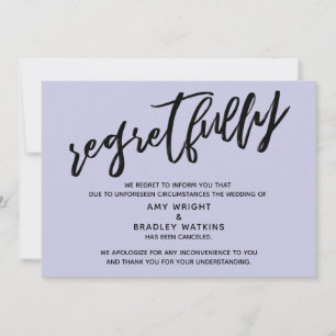 Lavender Regretfully Wedding Cancellation Card