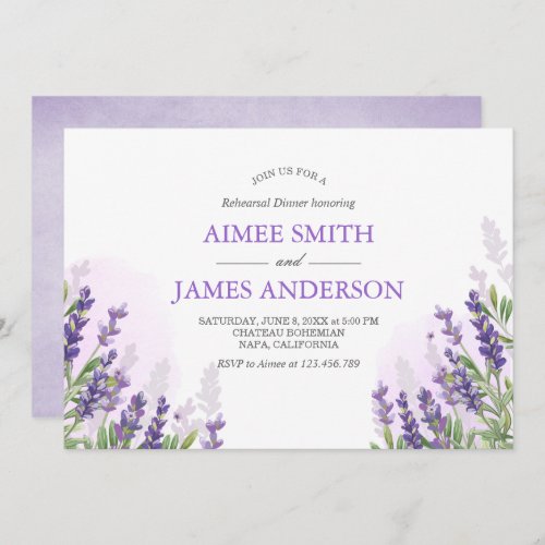 Lavender Rehearsal Dinner Invitation Rustic Purple